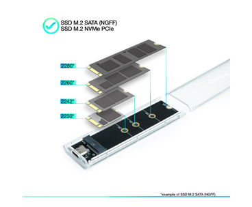 CAJA EXTERNA SSD M.2 NGFF/NVMe TRANSPARENTE RGB TOOQ